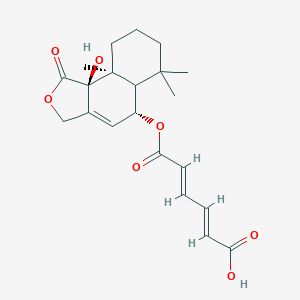 NCGC00380384-01_C21H26O7_(2E,4E)-6-{[(5R,9aS,9bS)-9b-Hydroxy-6,6,9a-trimethyl-1-oxo-1,3,5,5a,6,7,8,9,9a,9b-decahydronaphtho[1,2-c]furan-5-yl]oxy}-6-oxo-2,4-hexadienoic acid