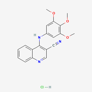 molecular formula C19H18ClN3O3 B2393746 4-((3,4,5-Trimethoxyphenyl)amino)quinoline-3-carbonitrile hydrochloride CAS No. 1323538-06-2