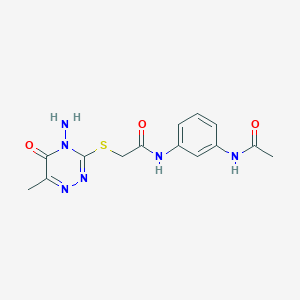 molecular formula C14H16N6O3S B2393757 N-(3-acetamidophenyl)-2-[(4-amino-6-methyl-5-oxo-1,2,4-triazin-3-yl)sulfanyl]acetamide CAS No. 869067-83-4