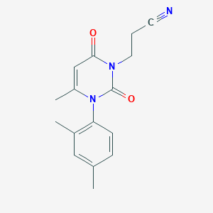 molecular formula C16H17N3O2 B2393759 3-[3-(2,4-dimethylphenyl)-4-methyl-2,6-dioxo-3,6-dihydropyrimidin-1(2H)-yl]propanenitrile CAS No. 1242826-61-4