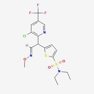 molecular formula C17H19ClF3N3O3S2 B2393765 5-[1-[3-chloro-5-(trifluoromethyl)-2-pyridinyl]-2-(methoxyimino)ethyl]-N,N-diethyl-2-thiophenesulfonamide CAS No. 344278-51-9