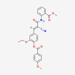 molecular formula C28H24N2O7 B2393768 methyl 2-[[(E)-2-cyano-3-[3-ethoxy-4-(4-methoxybenzoyl)oxyphenyl]prop-2-enoyl]amino]benzoate CAS No. 380476-21-1