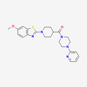 molecular formula C23H27N5O2S B2393769 (1-(6-Methoxybenzo[d]thiazol-2-yl)piperidin-4-yl)(4-(pyridin-2-yl)piperazin-1-yl)methanone CAS No. 443117-15-5