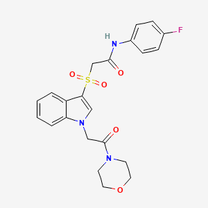 molecular formula C22H22FN3O5S B2393770 N-(4-氟苯基)-2-((1-(2-吗啉-2-氧代乙基)-1H-吲哚-3-基)磺酰基)乙酰胺 CAS No. 878059-21-3