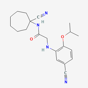 molecular formula C20H26N4O2 B2393778 2-{[5-cyano-2-(propan-2-yloxy)phenyl]amino}-N-(1-cyanocycloheptyl)acetamide CAS No. 1259169-09-9