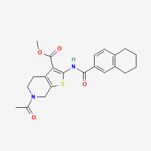 molecular formula C22H24N2O4S B2393779 methyl 6-acetyl-2-(5,6,7,8-tetrahydronaphthalene-2-carbonylamino)-5,7-dihydro-4H-thieno[2,3-c]pyridine-3-carboxylate CAS No. 864857-91-0