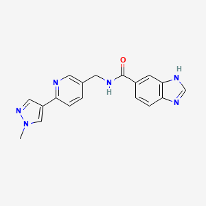 molecular formula C18H16N6O B2393782 N-((6-(1-甲基-1H-吡唑-4-基)吡啶-3-基)甲基)-1H-苯并[d]咪唑-5-甲酰胺 CAS No. 2034610-70-1