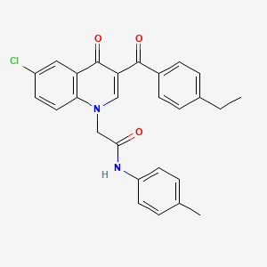 molecular formula C27H23ClN2O3 B2393787 2-(6-chloro-3-(4-ethylbenzoyl)-4-oxoquinolin-1(4H)-yl)-N-(p-tolyl)acetamide CAS No. 895645-93-9