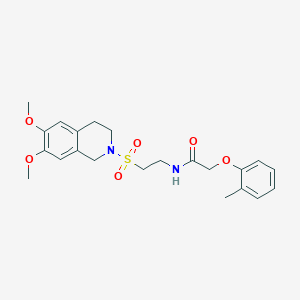 molecular formula C22H28N2O6S B2393788 N-(2-((6,7-dimethoxy-3,4-dihydroisoquinolin-2(1H)-yl)sulfonyl)ethyl)-2-(o-tolyloxy)acetamide CAS No. 922120-71-6