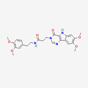 molecular formula C25H28N4O6 B2393791 3-(7,8-dimethoxy-4-oxo-4,5-dihydro-3H-pyrimido[5,4-b]indol-3-yl)-N-(3,4-dimethoxyphenethyl)propanamide CAS No. 1207027-94-8