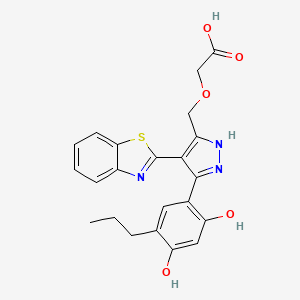 2-((4-(benzo[d]thiazol-2-yl)-3-(2,4-dihydroxy-5-propylphenyl)-1H-pyrazol-5-yl)methoxy)acetic acid