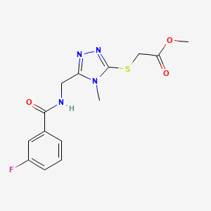 molecular formula C14H15FN4O3S B2393805 methyl 2-((5-((3-fluorobenzamido)methyl)-4-methyl-4H-1,2,4-triazol-3-yl)thio)acetate CAS No. 689747-93-1