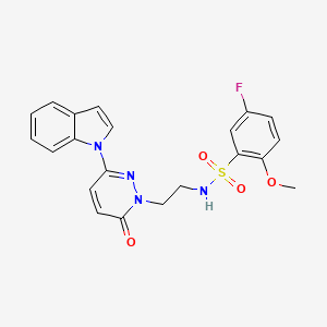 molecular formula C21H19FN4O4S B2393807 N-(2-(3-(1H-吲哚-1-基)-6-氧代哒嗪-1(6H)-基)乙基)-5-氟-2-甲氧基苯磺酰胺 CAS No. 1796959-28-8