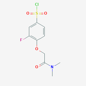molecular formula C10H11ClFNO4S B2393815 4-(Dimethylcarbamoylmethoxy)-3-fluorobenzenesulphonyl chloride CAS No. 1548330-46-6
