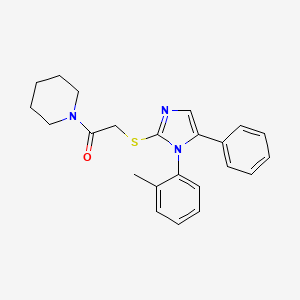 molecular formula C23H25N3OS B2393822 2-((5-phenyl-1-(o-tolyl)-1H-imidazol-2-yl)thio)-1-(piperidin-1-yl)ethanone CAS No. 1206998-35-7