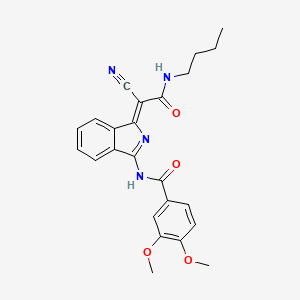 molecular formula C24H24N4O4 B2393847 (Z)-N-(1-(2-(butylamino)-1-cyano-2-oxoethylidene)-1H-isoindol-3-yl)-3,4-dimethoxybenzamide CAS No. 885186-54-9