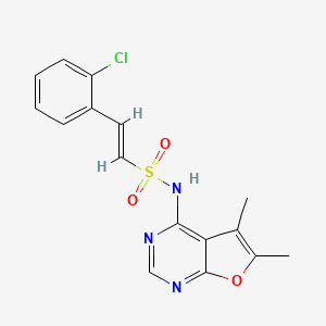 molecular formula C16H14ClN3O3S B2393853 (E)-2-(2-氯苯基)-N-(5,6-二甲基呋喃[2,3-d]嘧啶-4-基)乙烯磺酰胺 CAS No. 1798404-56-4