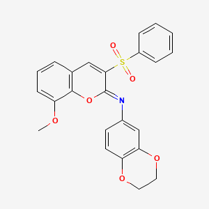 3-(benzenesulfonyl)-N-(2,3-dihydro-1,4-benzodioxin-6-yl)-8-methoxychromen-2-imine