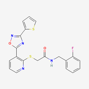 N-(2-fluorobenzyl)-2-((3-(3-(thiophen-2-yl)-1,2,4-oxadiazol-5-yl)pyridin-2-yl)thio)acetamide