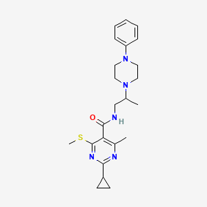 2-cyclopropyl-4-methyl-6-(methylsulfanyl)-N-[2-(4-phenylpiperazin-1-yl)propyl]pyrimidine-5-carboxamide