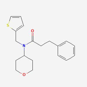 3-phenyl-N-(tetrahydro-2H-pyran-4-yl)-N-(thiophen-2-ylmethyl)propanamide