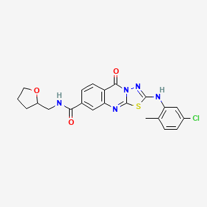 2-[(5-chloro-2-methylphenyl)amino]-5-oxo-N-(tetrahydrofuran-2-ylmethyl)-5H-[1,3,4]thiadiazolo[2,3-b]quinazoline-8-carboxamide