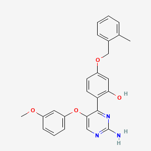 2-(2-Amino-5-(3-methoxyphenoxy)pyrimidin-4-yl)-5-((2-methylbenzyl)oxy)phenol