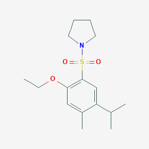 molecular formula C16H25NO3S B239389 Ethyl 4-isopropyl-5-methyl-2-(1-pyrrolidinylsulfonyl)phenyl ether 
