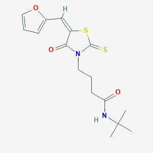 molecular formula C16H20N2O3S2 B2393895 (E)-N-(tert-butyl)-4-(5-(furan-2-ylmethylene)-4-oxo-2-thioxothiazolidin-3-yl)butanamide CAS No. 682764-64-3