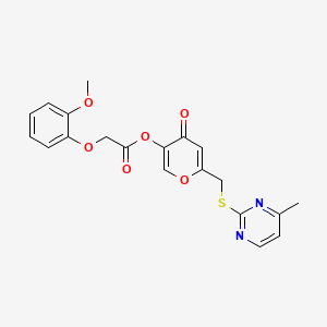 molecular formula C20H18N2O6S B2393908 [6-[(4-Methylpyrimidin-2-yl)sulfanylmethyl]-4-oxopyran-3-yl] 2-(2-methoxyphenoxy)acetate CAS No. 877637-10-0