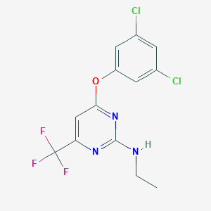 molecular formula C13H10Cl2F3N3O B2393912 4-(3,5-dichlorophenoxy)-N-ethyl-6-(trifluoromethyl)pyrimidin-2-amine CAS No. 339011-13-1