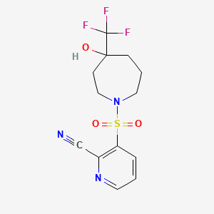 3-[4-Hydroxy-4-(trifluoromethyl)azepan-1-yl]sulfonylpyridine-2-carbonitrile