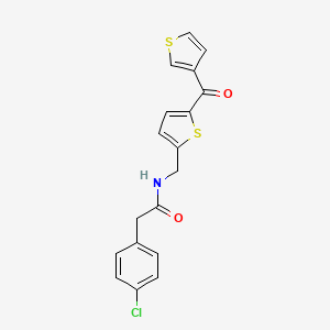 molecular formula C18H14ClNO2S2 B2393928 2-(4-chlorophenyl)-N-((5-(thiophene-3-carbonyl)thiophen-2-yl)methyl)acetamide CAS No. 1797600-68-0