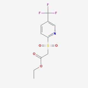 molecular formula C10H10F3NO4S B2393929 Ethyl 2-{[5-(trifluoromethyl)-2-pyridinyl]sulfonyl}acetate CAS No. 338962-53-1