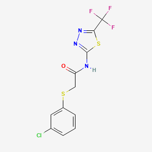 molecular formula C11H7ClF3N3OS2 B2393936 2-[(3-chlorophenyl)sulfanyl]-N-[5-(trifluoromethyl)-1,3,4-thiadiazol-2-yl]acetamide CAS No. 339013-85-3