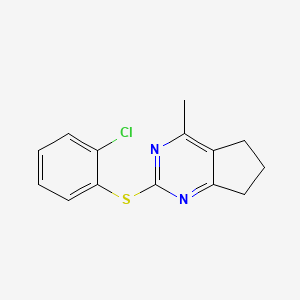 molecular formula C14H13ClN2S B2393940 2-chlorophenyl 4-methyl-6,7-dihydro-5H-cyclopenta[d]pyrimidin-2-yl sulfide CAS No. 343374-33-4