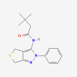 molecular formula C17H21N3OS B2393946 3,3-dimethyl-N-(2-phenyl-4,6-dihydrothieno[3,4-c]pyrazol-3-yl)butanamide CAS No. 893929-85-6