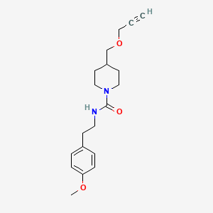molecular formula C19H26N2O3 B2393962 N-(4-methoxyphenethyl)-4-((prop-2-yn-1-yloxy)methyl)piperidine-1-carboxamide CAS No. 1251547-09-7