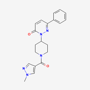 molecular formula C20H21N5O2 B2393963 2-[1-(1-Methylpyrazole-4-carbonyl)piperidin-4-yl]-6-phenylpyridazin-3-one CAS No. 2380040-54-8