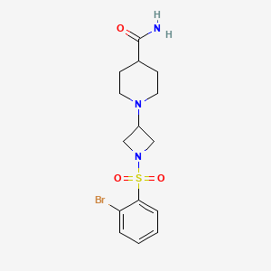molecular formula C15H20BrN3O3S B2393966 1-(1-((2-Bromophenyl)sulfonyl)azetidin-3-yl)piperidine-4-carboxamide CAS No. 2034427-47-7