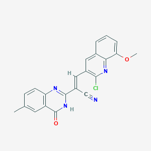 (E)-3-(2-Chloro-8-methoxyquinolin-3-yl)-2-(6-methyl-4-oxo-3H-quinazolin-2-yl)prop-2-enenitrile
