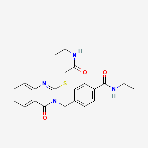molecular formula C24H28N4O3S B2393972 N-异丙基-4-((2-((2-(异丙基氨基)-2-氧代乙基)硫代)-4-氧代喹唑啉-3(4H)-基)甲基)苯甲酰胺 CAS No. 941939-91-9