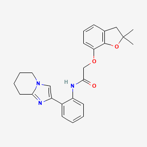 molecular formula C25H27N3O3 B2393975 2-((2,2-dimethyl-2,3-dihydrobenzofuran-7-yl)oxy)-N-(2-(5,6,7,8-tetrahydroimidazo[1,2-a]pyridin-2-yl)phenyl)acetamide CAS No. 2097897-58-8