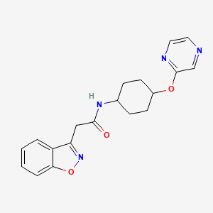 molecular formula C19H20N4O3 B2393979 2-(benzo[d]isoxazol-3-yl)-N-((1r,4r)-4-(pyrazin-2-yloxy)cyclohexyl)acetamide CAS No. 2034579-11-6