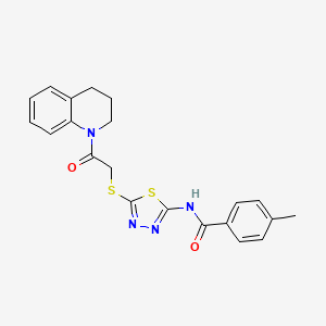 molecular formula C21H20N4O2S2 B2393983 N-[5-[2-(3,4-dihydro-2H-quinolin-1-yl)-2-oxoethyl]sulfanyl-1,3,4-thiadiazol-2-yl]-4-methylbenzamide CAS No. 392300-13-9