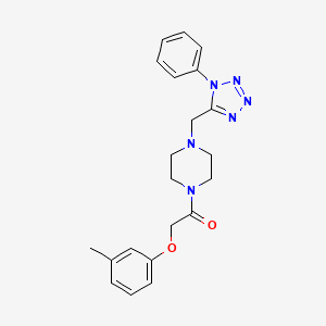 molecular formula C21H24N6O2 B2393990 1-(4-((1-phenyl-1H-tetrazol-5-yl)methyl)piperazin-1-yl)-2-(m-tolyloxy)ethanone CAS No. 1021253-80-4