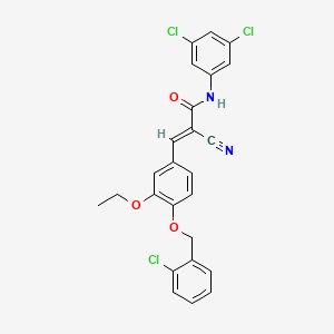 molecular formula C25H19Cl3N2O3 B2393997 (E)-3-[4-[(2-chlorophenyl)methoxy]-3-ethoxyphenyl]-2-cyano-N-(3,5-dichlorophenyl)prop-2-enamide CAS No. 380476-73-3