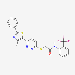 molecular formula C23H17F3N4OS2 B2394005 2-((6-(4-甲基-2-苯并噻唑-5-基)嘧啶-3-基)硫代)-N-(2-(三氟甲基)苯基)乙酰胺 CAS No. 892415-66-6