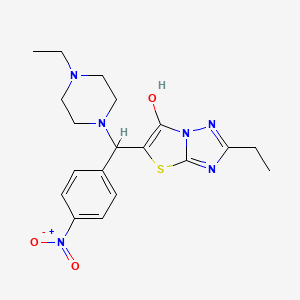 molecular formula C19H24N6O3S B2394015 2-Ethyl-5-((4-ethylpiperazin-1-yl)(4-nitrophenyl)methyl)thiazolo[3,2-b][1,2,4]triazol-6-ol CAS No. 898366-29-5