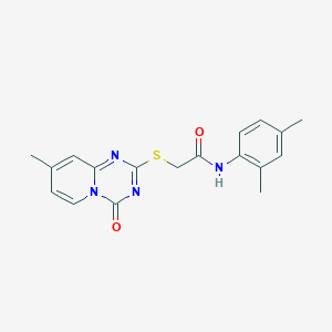 molecular formula C18H18N4O2S B2394016 N-(2,4-dimethylphenyl)-2-(8-methyl-4-oxopyrido[1,2-a][1,3,5]triazin-2-yl)sulfanylacetamide CAS No. 896329-10-5